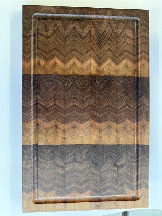 End grain butcher block board