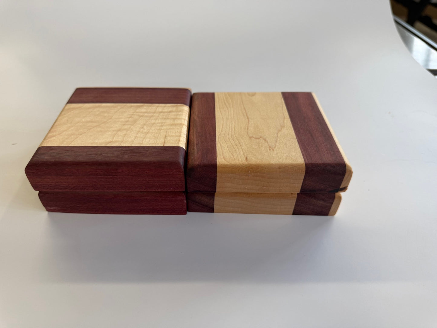 Purple heart and Maple coaster set