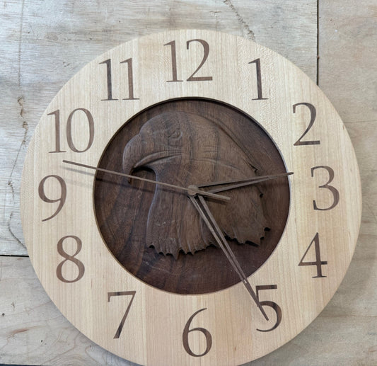 Wood Clock: Bald Eagle